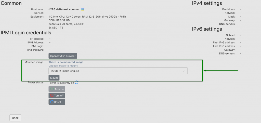 Mounting an ISO-Image from the Deltahost Control Panel